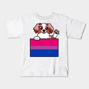 Love is Love Puppy - Red Merle - Bi Pride Flag Kids T-Shirt